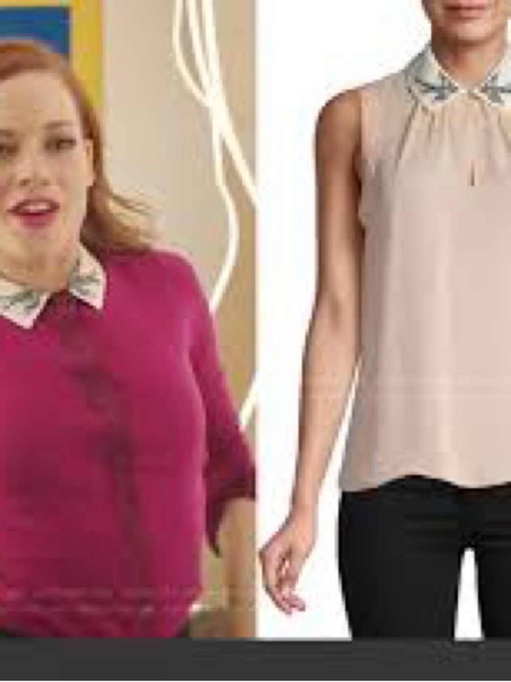 Celebrity- and TV-Worn Rebecca Taylor Beaded-Collar Sleeveless Blush Blouse - Picture 2 of 16